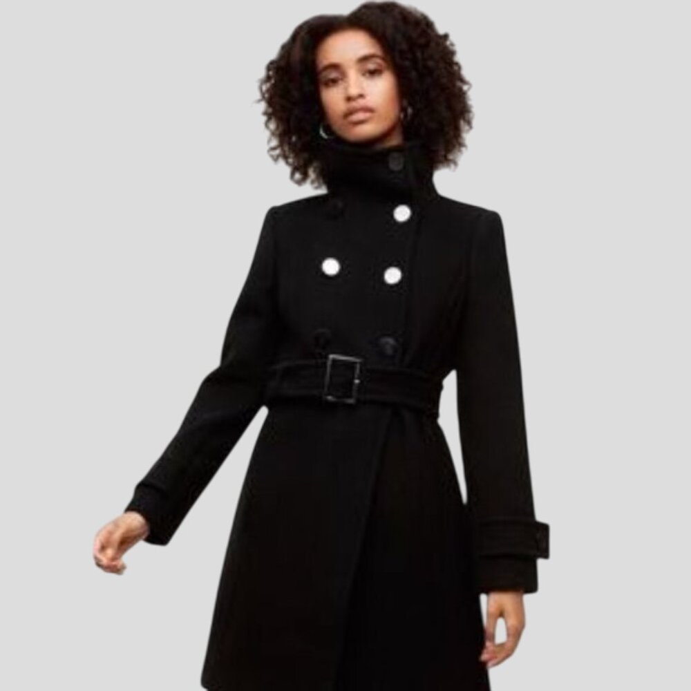 Aritzia T. BABATON Bromley Wool Cashmere Belted Military Peacoat Jacket - Picture 2 of 16